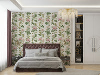 A calming floral design wallpaper mural that defines a space.


