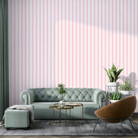 A beautiful pink organic stripe wallpaper mural for a modern home.

