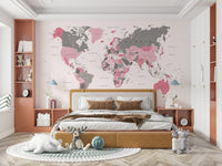 Blush-toned global map wallpaper

