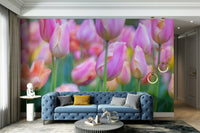 The wallpaper is perfect for a peaceful space.

