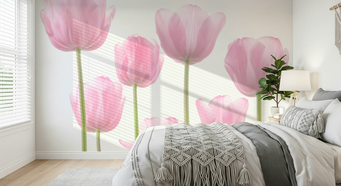 Magnificent Tulip stems upright wallpaper bright ambiance.