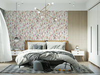 Watercolor meadow blooms wallpaper Pink Watercolor Meadow decor.