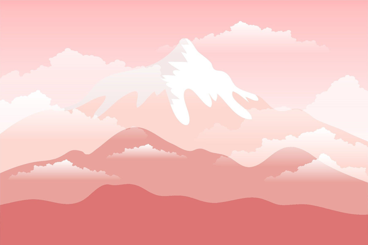 Pink Snow Capped Mountain Wallpaper in your room — zoomed