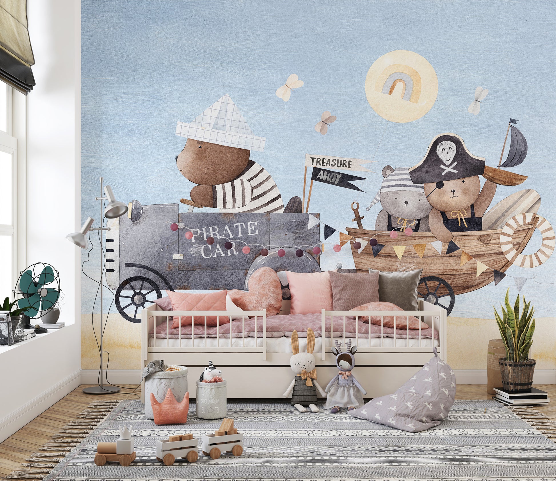 Pirate Bear Adventure Kids Room Wall Mural - Giffywalls
