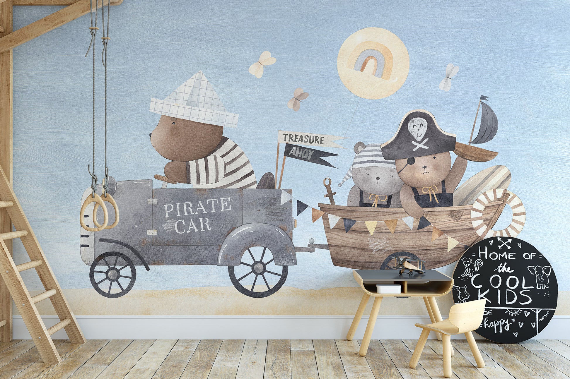 Pirate Bear Adventure Kids Room Wall Mural - Giffywalls