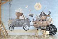 Pirate Bear Adventure Kids Room Wall Mural - Giffywalls