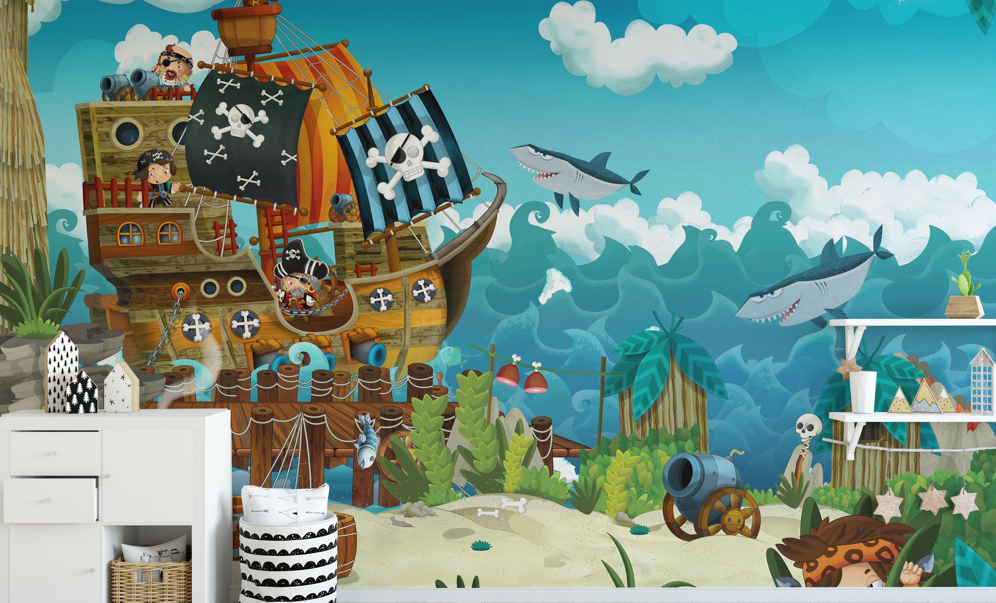 Pirates On The Sea Kids Wallpaper Mural
