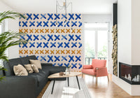 Hand-drawn brushstroke X pattern adding a creative, expressive touch.