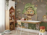 The colors are soft and gentle, with light greens, yellows, and browns.

