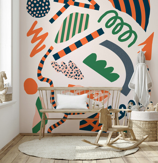 A contemplative geometric design wallpaper mural for a feature wall.

