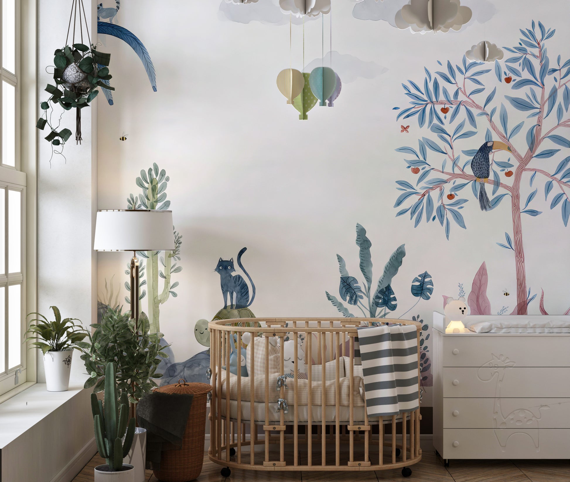 Playful Wildlife Wall Mural - Giffywalls