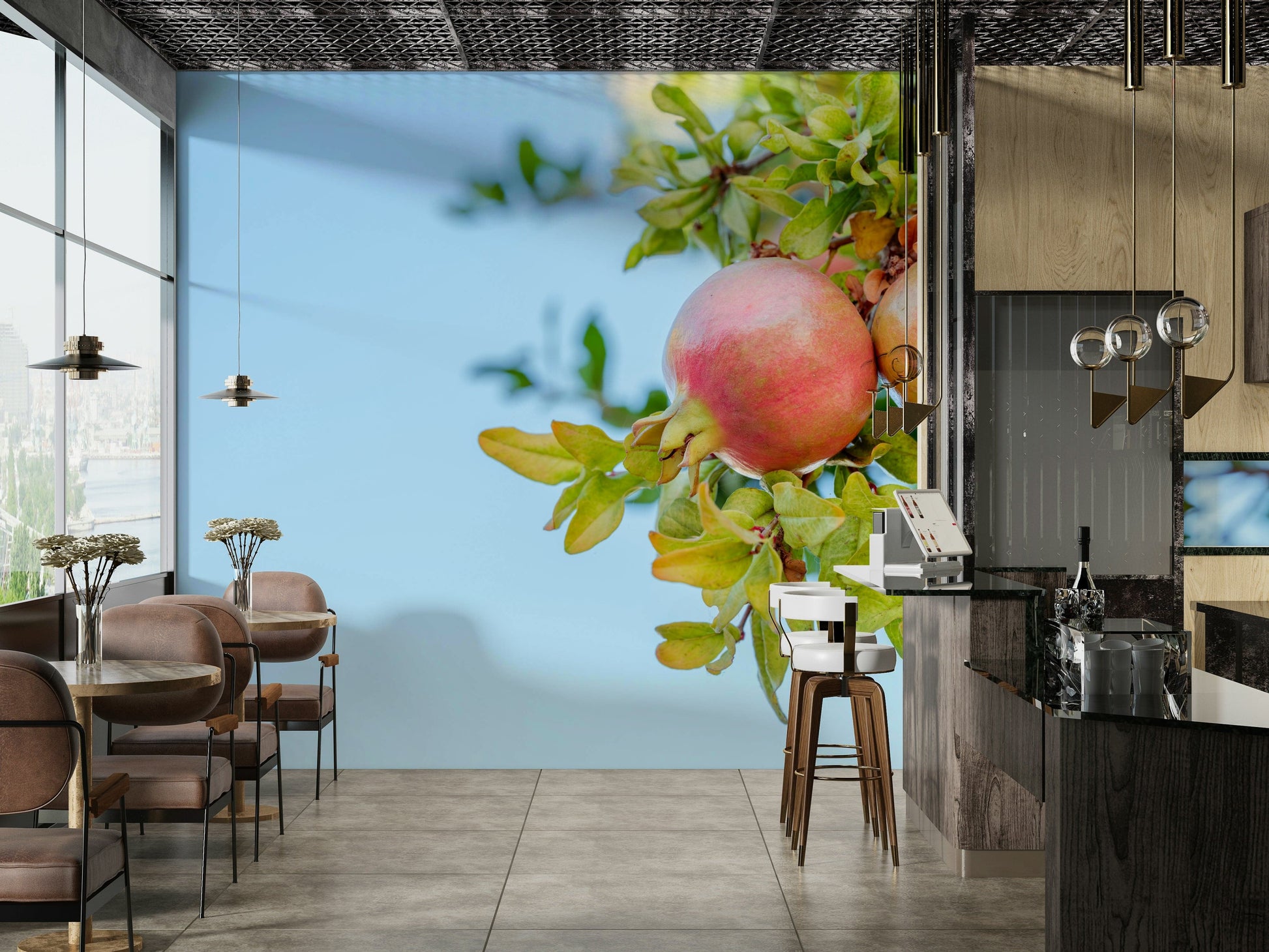 A serene botanical fruit wall mural for your decor.

