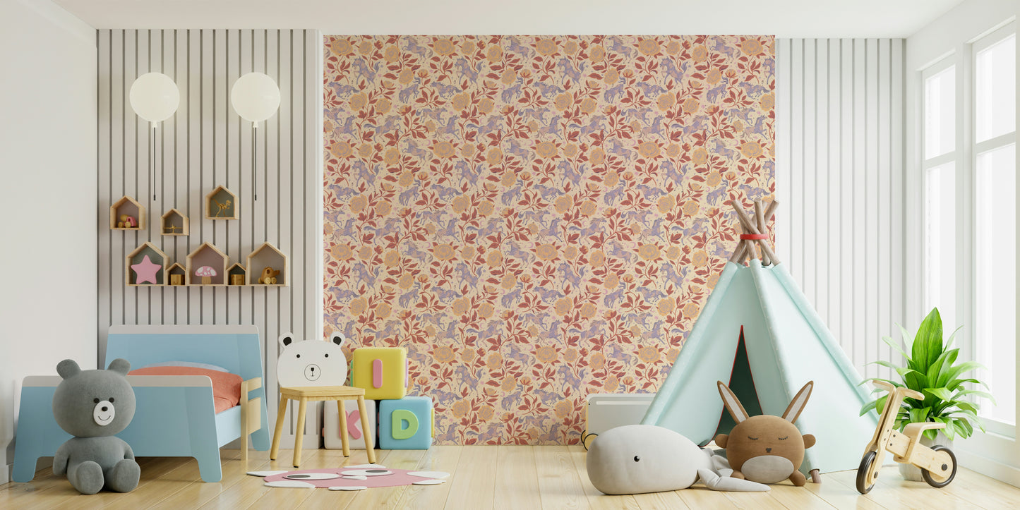 Rustic floral wallpaper with Wild West charm


