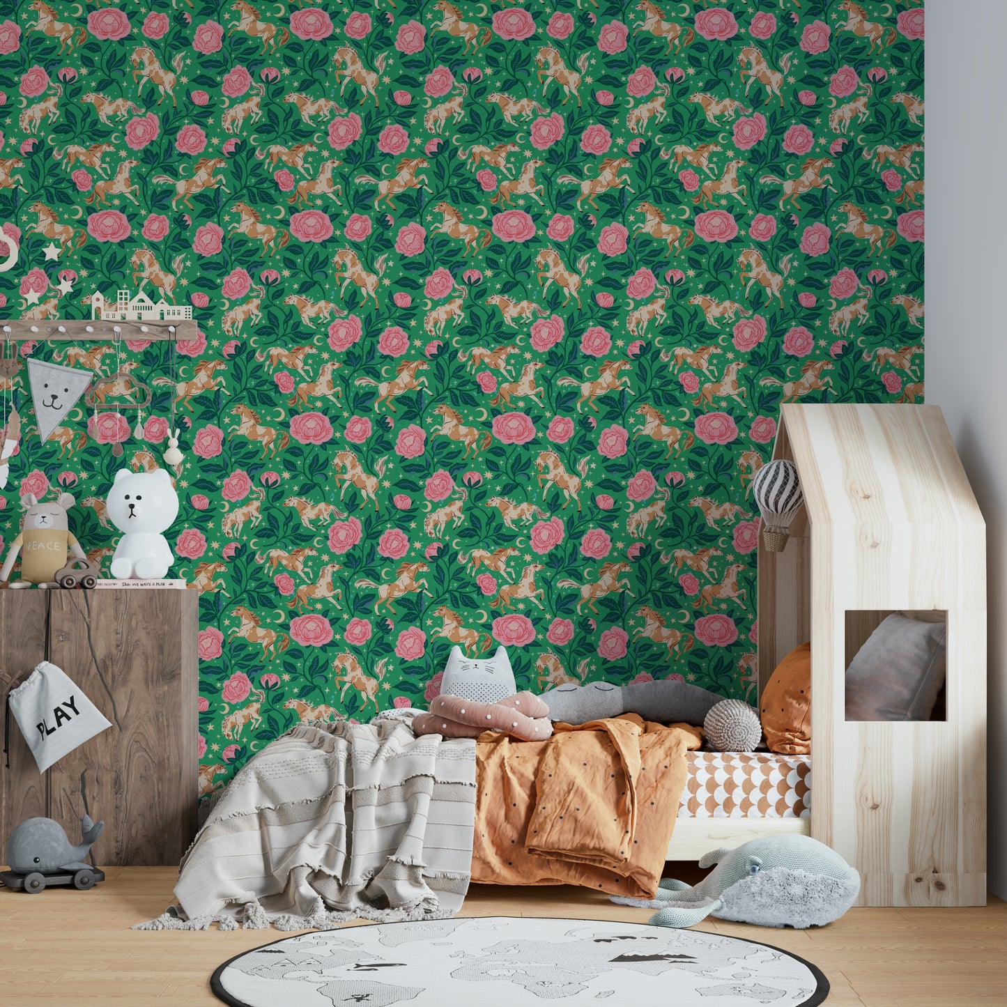 Ponies and Peonies Wild West Americana-08 Wallpaper⁠