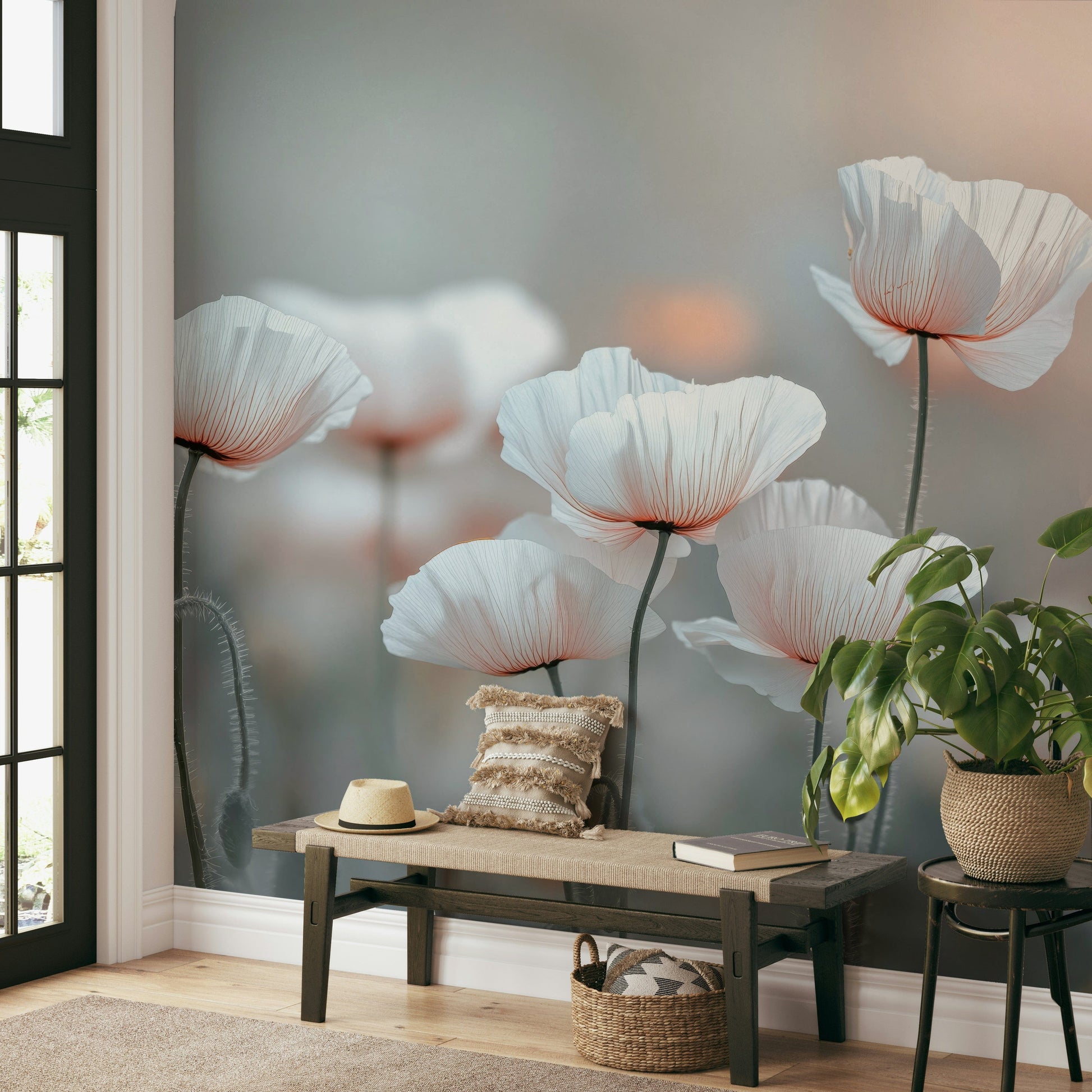 A contemplative flower field wallpaper mural for a feature wall.

