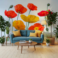 Poppy Field Burst Wall Mural