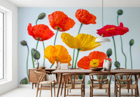 Poppy Field Burst Wall Mural