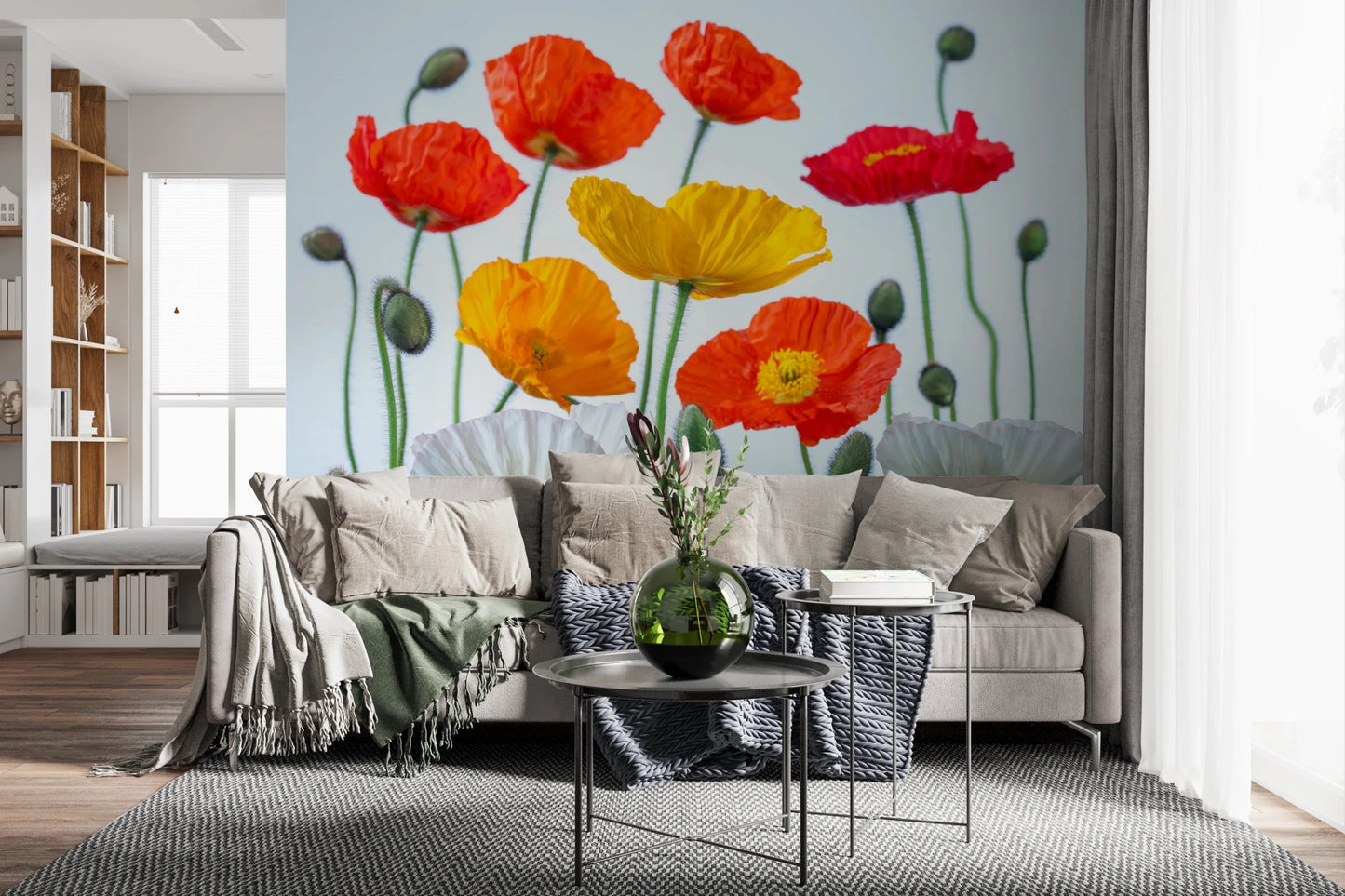 Poppy Field Burst Wall Mural
