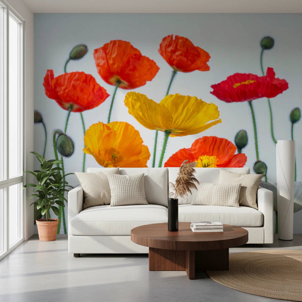 Poppy Field Burst Wall Mural