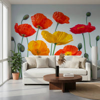 Poppy Field Burst Wall Mural