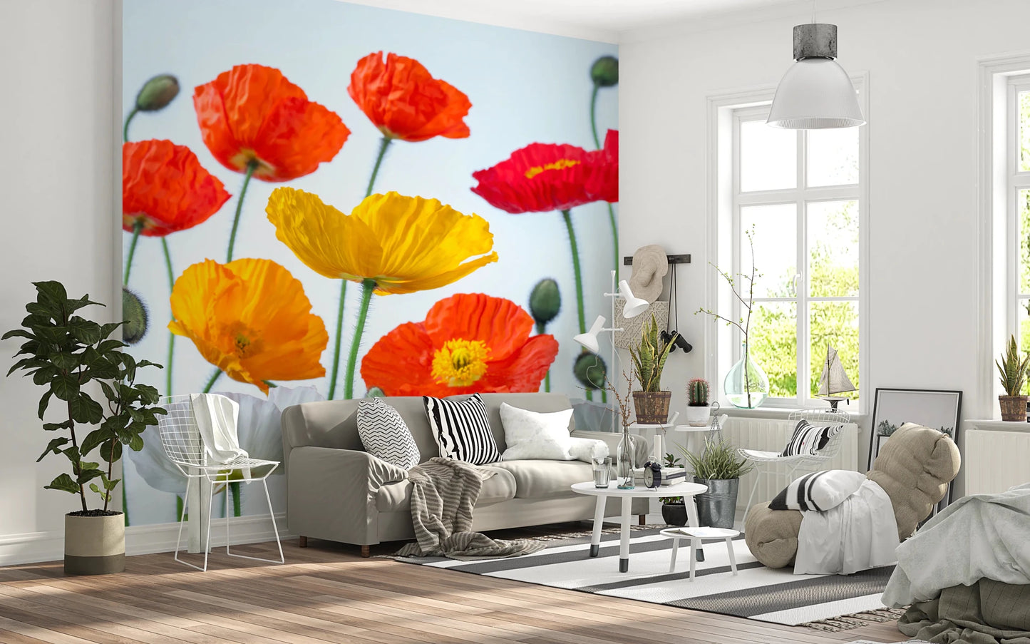 Poppy Field Burst Wall Mural