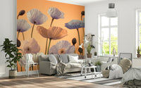Floral Spectacle Wall Mural in home office, artistic flower pattern for modern wall decor