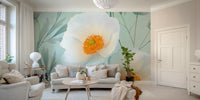 A vibrant yet peaceful floral wall mural.
