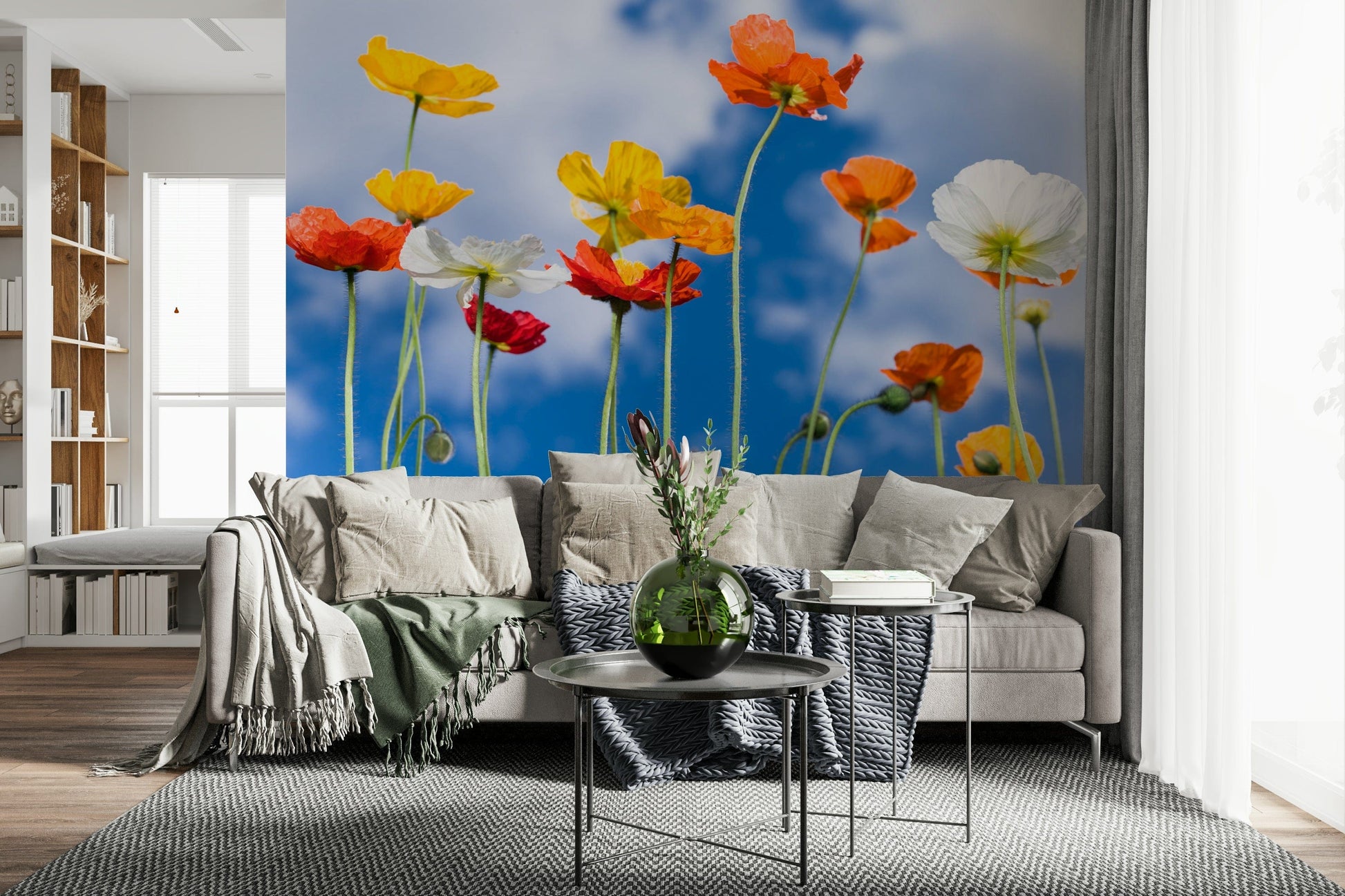 Blue Sky Bouquet gorgeous interior decor with sunny yellow and white.