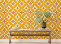 Beautiful patterns in Portuguese Yellow Tiles Azulejos Design Wallpaper