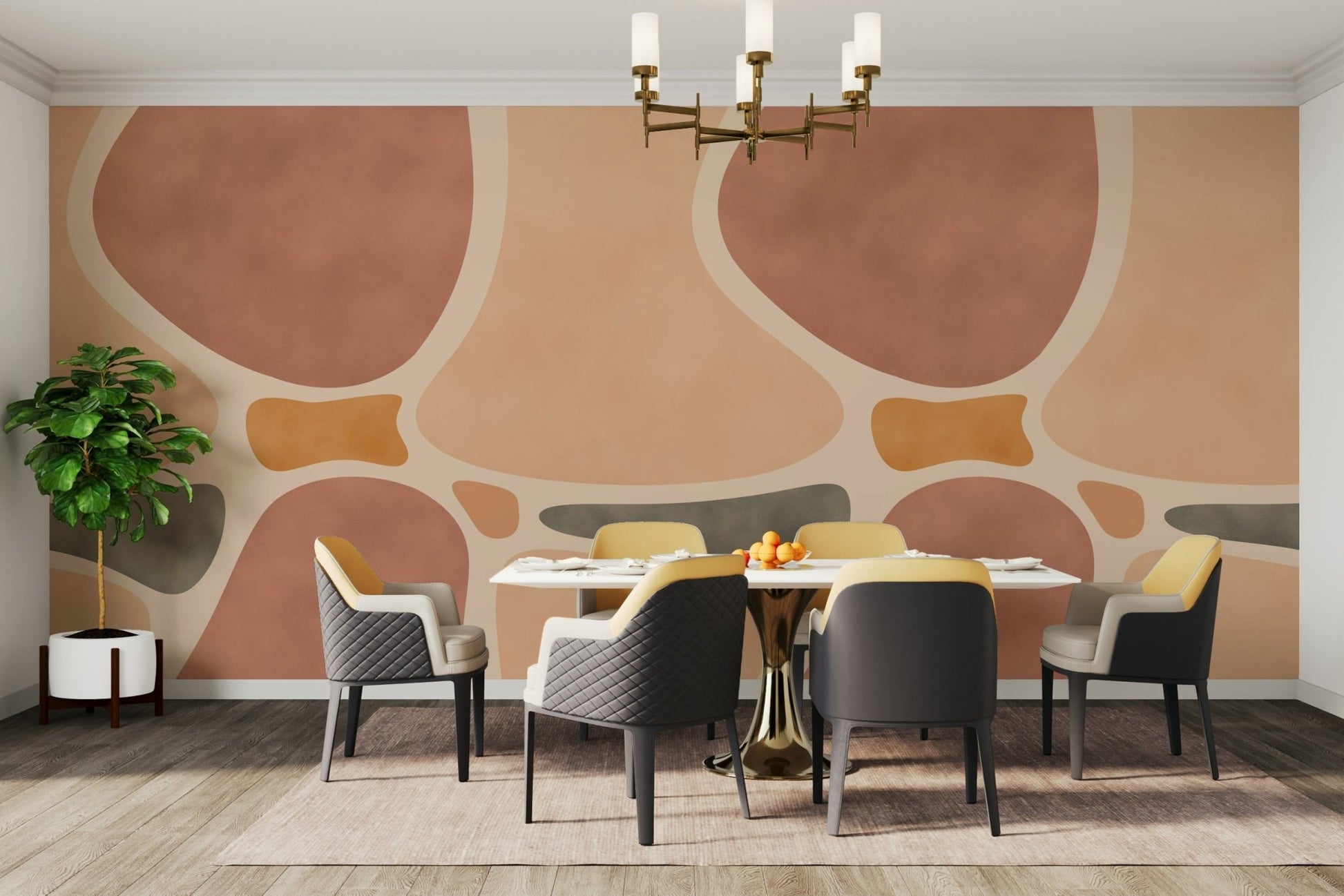 Creative pottery shapes wallpaper for home

