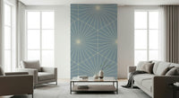 Modern repeating lines wallpaper creating a subtle starburst effect.
