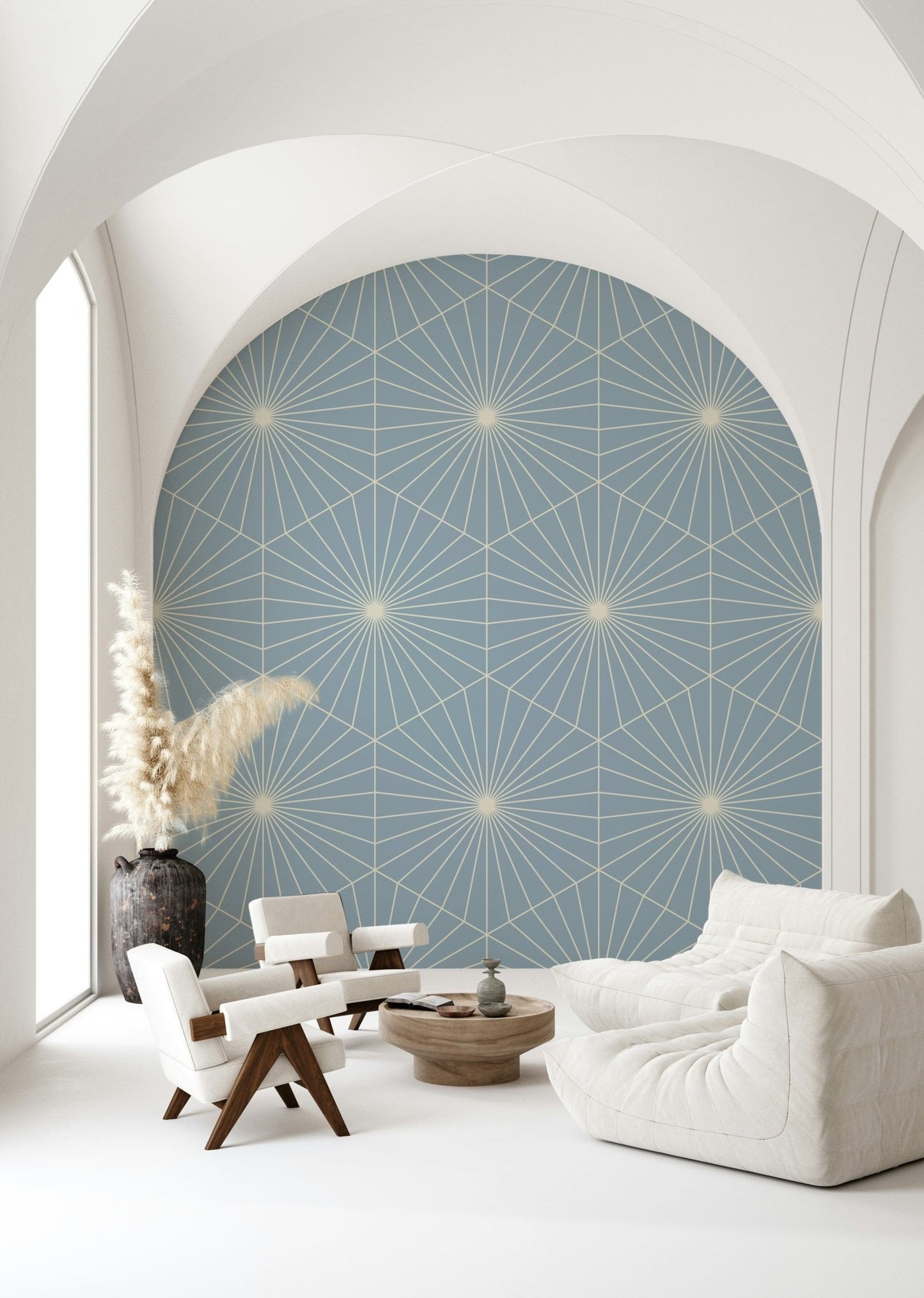 Beautiful light blue Radiance design mural offering a fresh aesthetic.