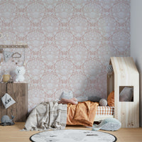 Subtle sea life pattern in white damask style

