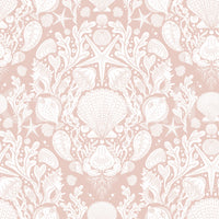 Deep Sea Damask in Powder White Wallpaper⁠