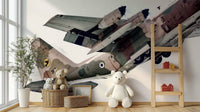 A calming energetic design wallpaper mural that defines a space.

