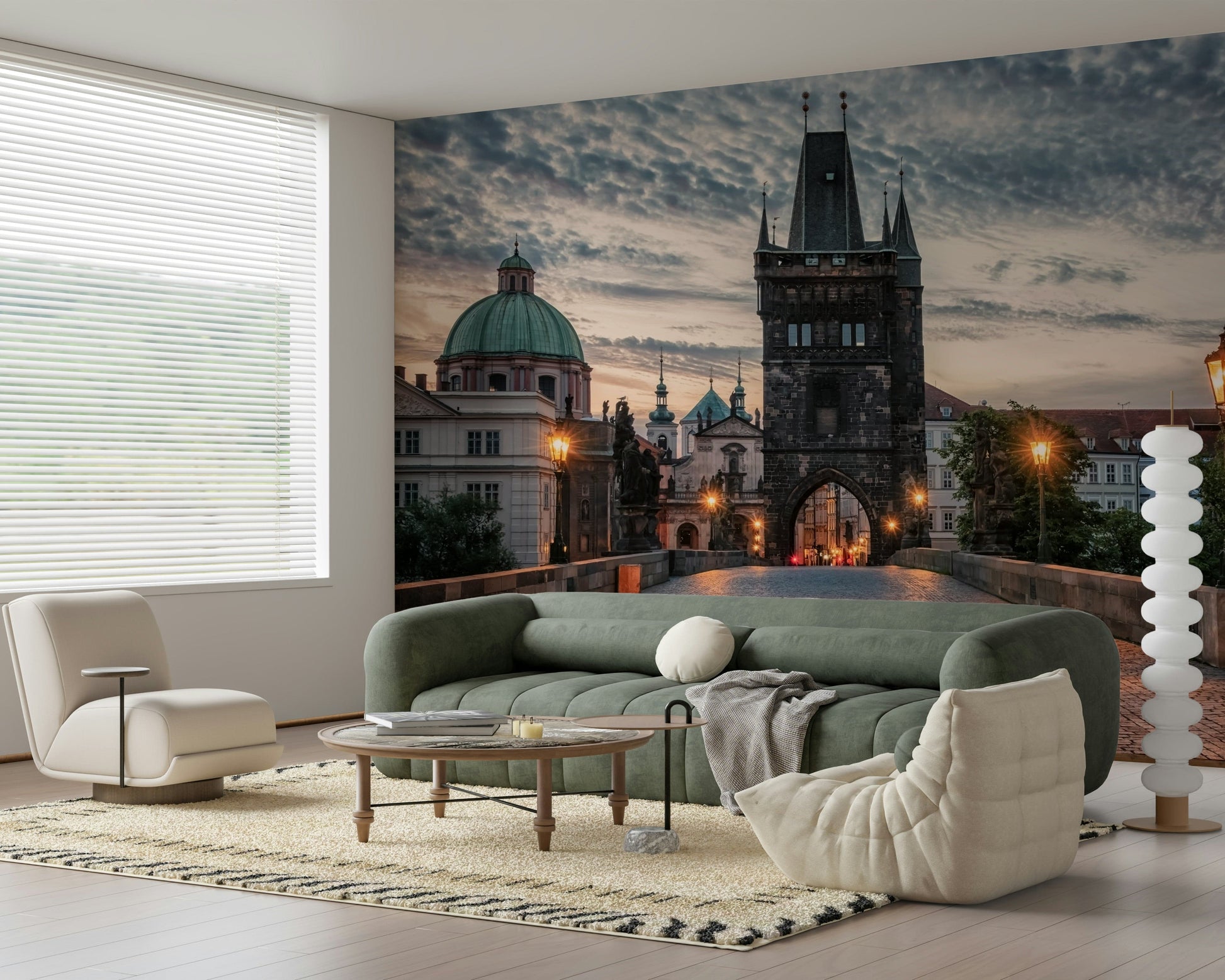 Prague urban landscape wall art designed as city wallpaper