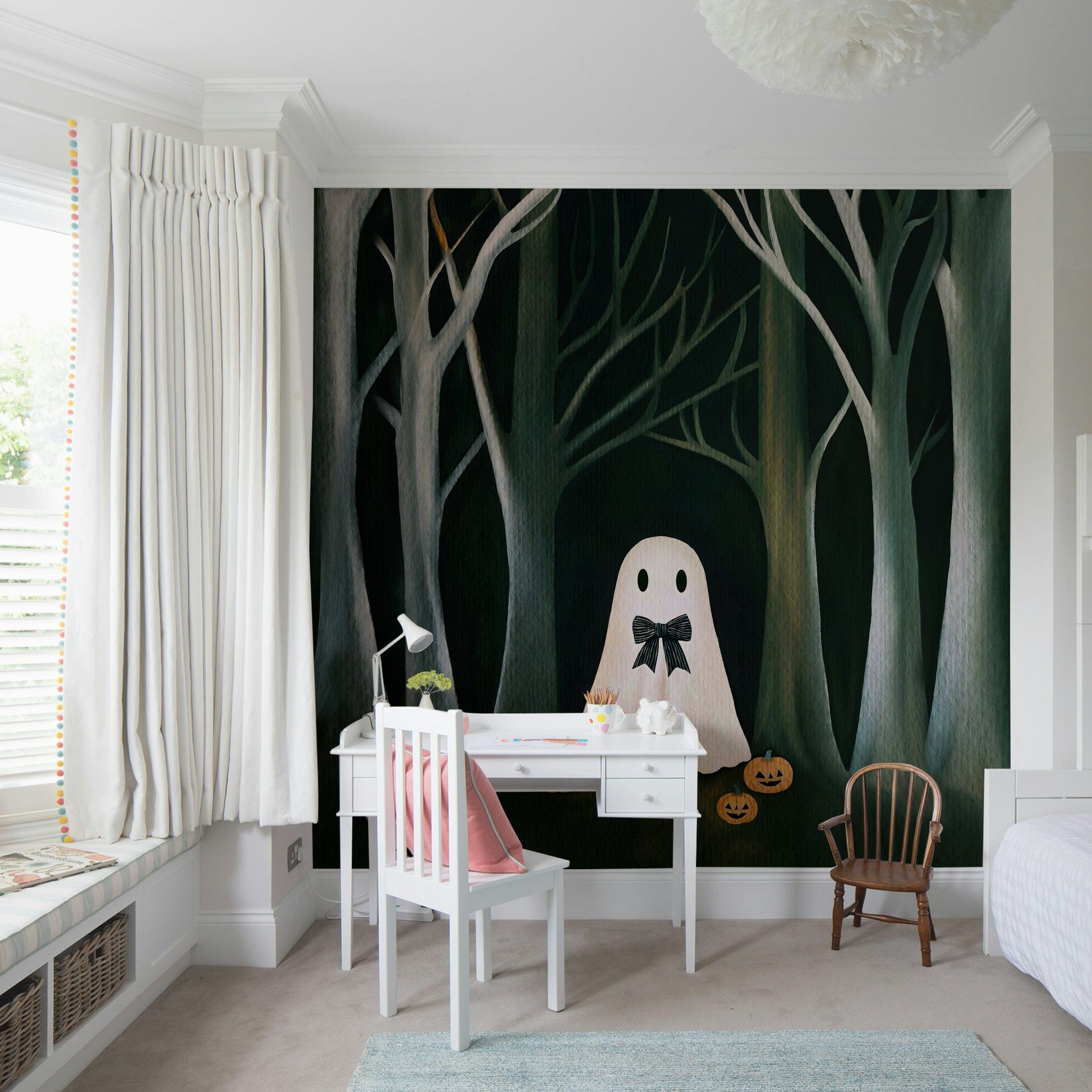 The Preppy Ghost Wall Mural⁠ - chic ghost art



