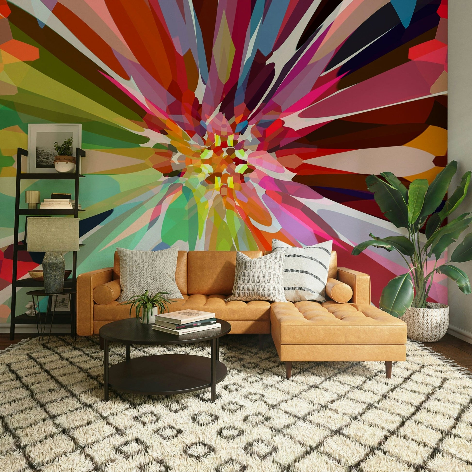 Bold prismatic wall mural for statement decor


