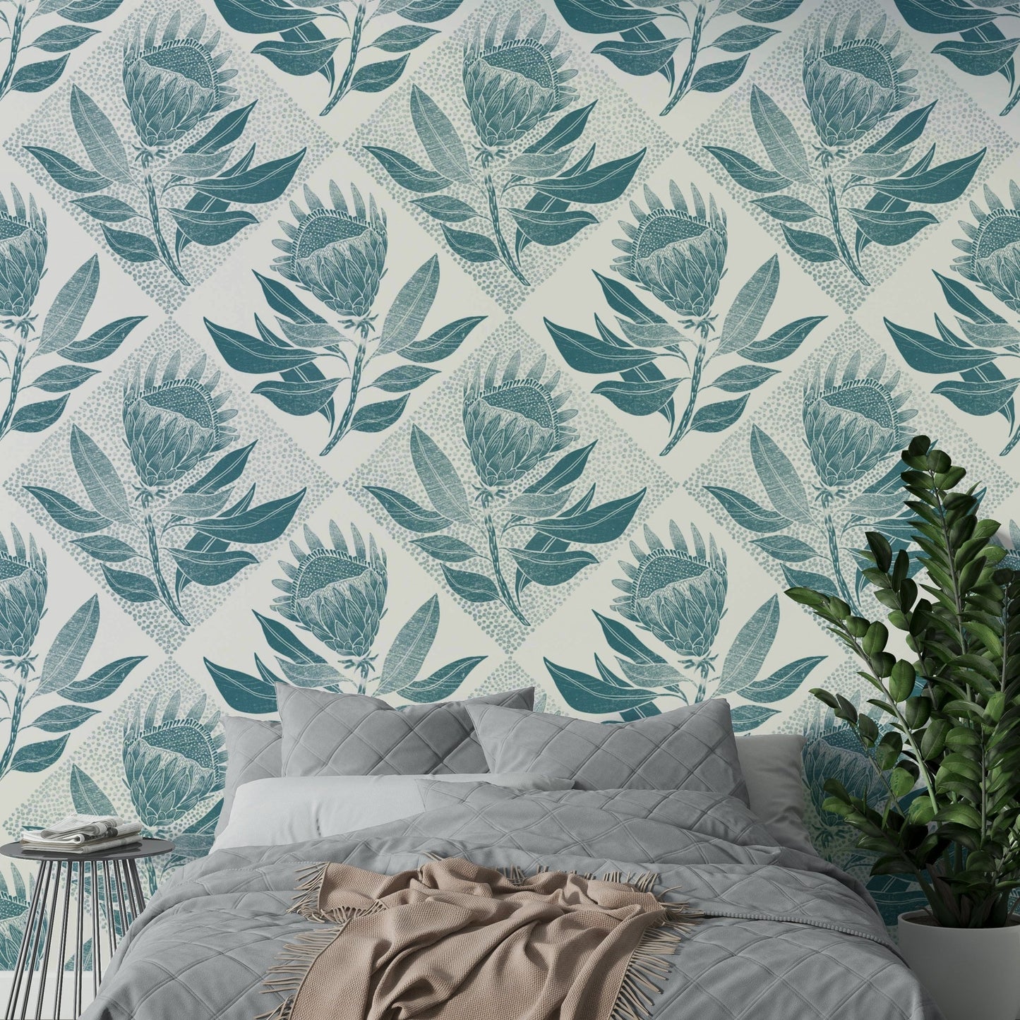 Refreshing floral pattern with a modern turquoise backdrop

