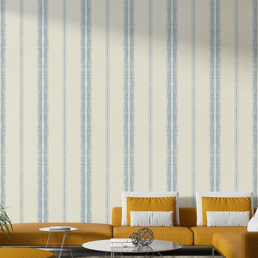 Linen-inspired texture combined with French blue boho stripes


