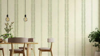 Provence Boho Stripes Linen-Light Green Wallpaper with subtle stripes

