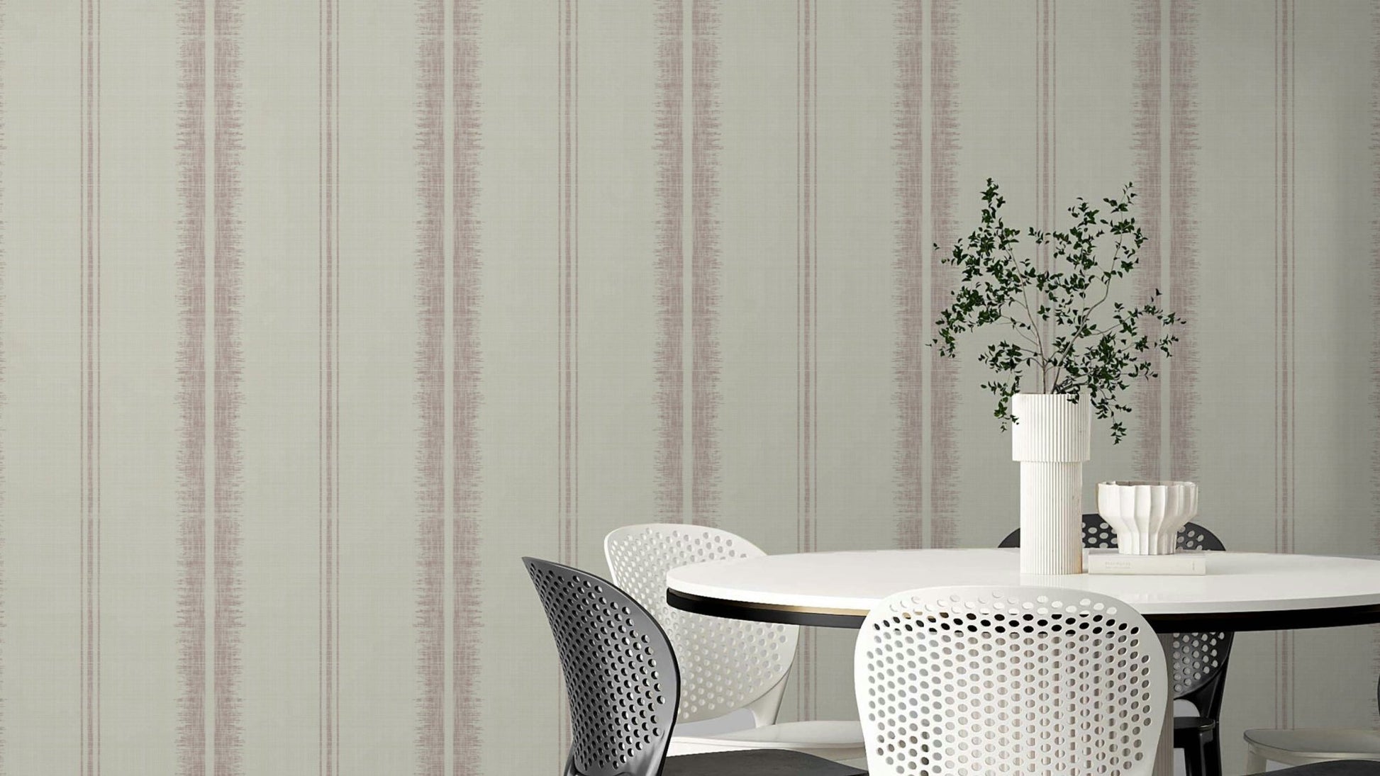 Provence Boho Stripes Linen-Pale Pink Wallpaper with subtle stripes

