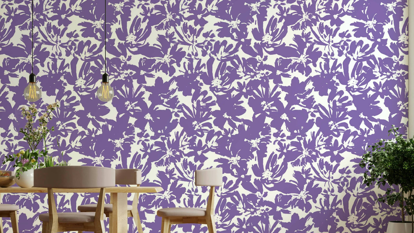 An angled shot of a wall with abstract wallpaper

