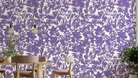 An angled shot of a wall with abstract wallpaper

