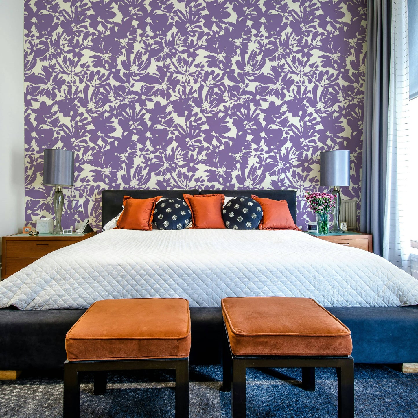 An interior with a soft and peaceful accent wall

