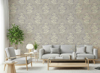 Delicate floral print wall mural Floral Lattice arched shapes.