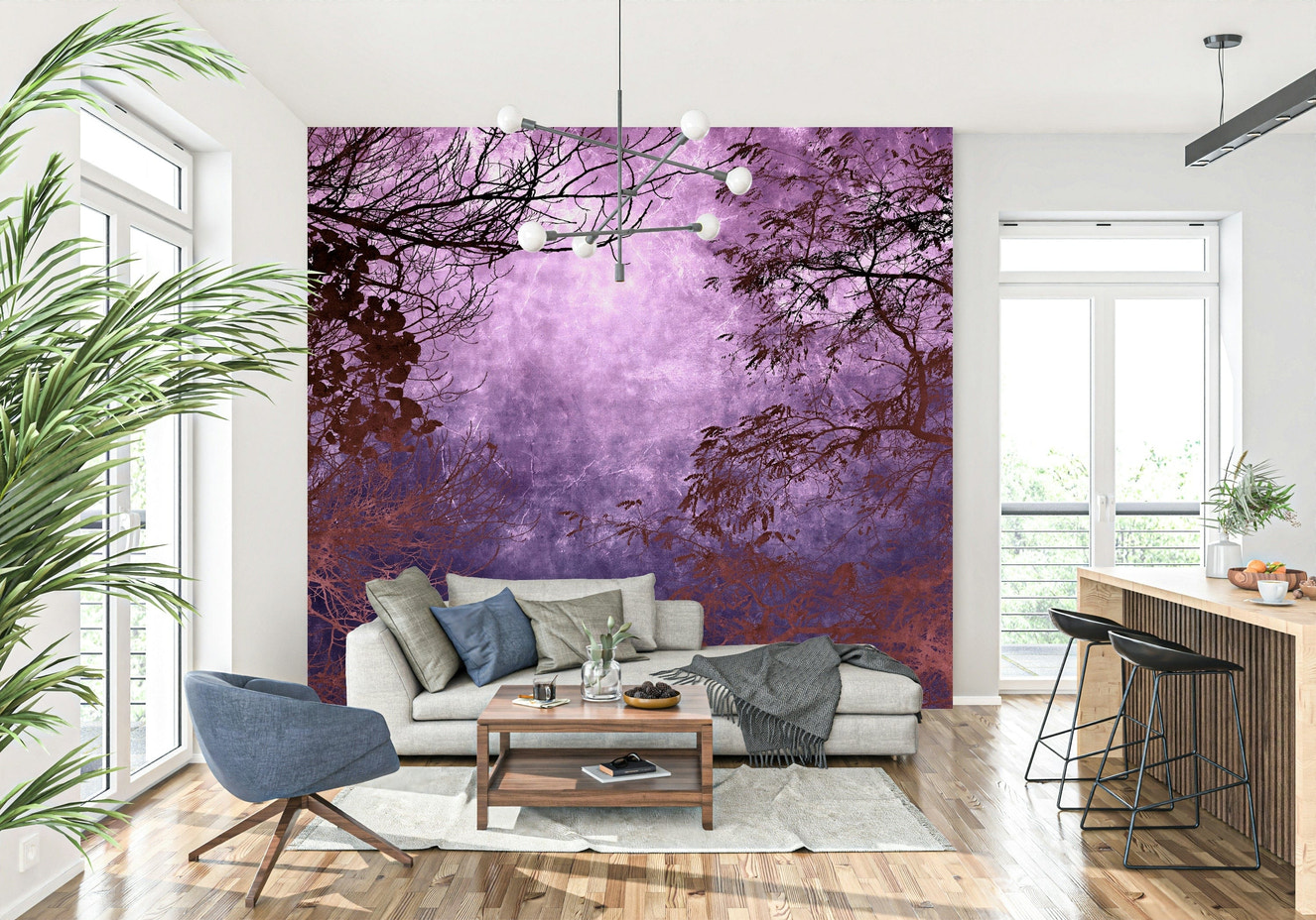Purple Woods wallpaper mystical twilight canopy.
