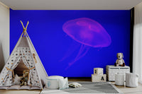 A graceful ocean scene wall mural in cool, natural tones.


