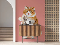 Purrfectly Perfect furry handpainted oil painting cat Wall Mural