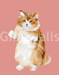 Purrfectly Perfect furry handpainted oil painting cat Wall Mural